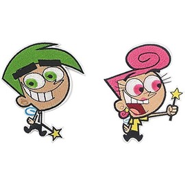Wanda and Cosmo Cartoon Characters Embroidered Iron on Patch Set of 2