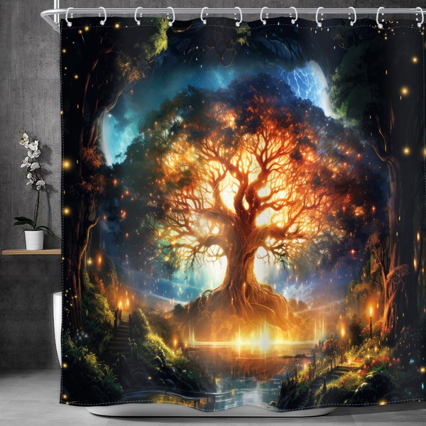 Homewelle Tree of Life Shower Curtain Mysterious Magical Enchanted Woodland
