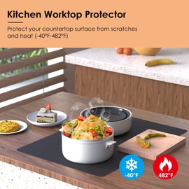 KitchenRaku - Tapete de silicona extragrande para protector de encimera de cocina, tapete grueso antiadherente resistente al calor, mantel individual antideslizante, tapete para manualidades, tapete