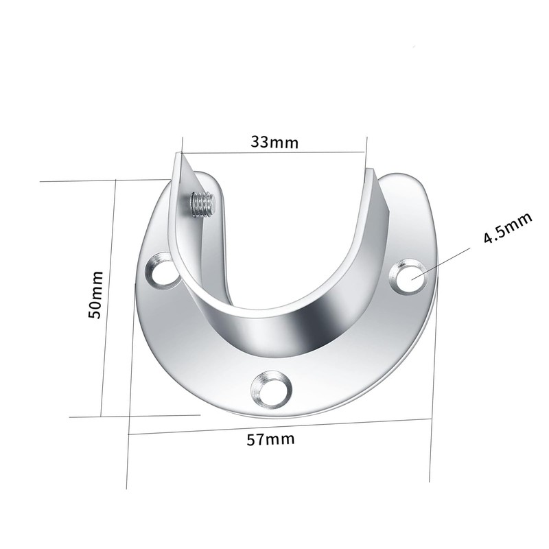2 Pack Flange Rod Holder, Closet Rod Bracket End Supports