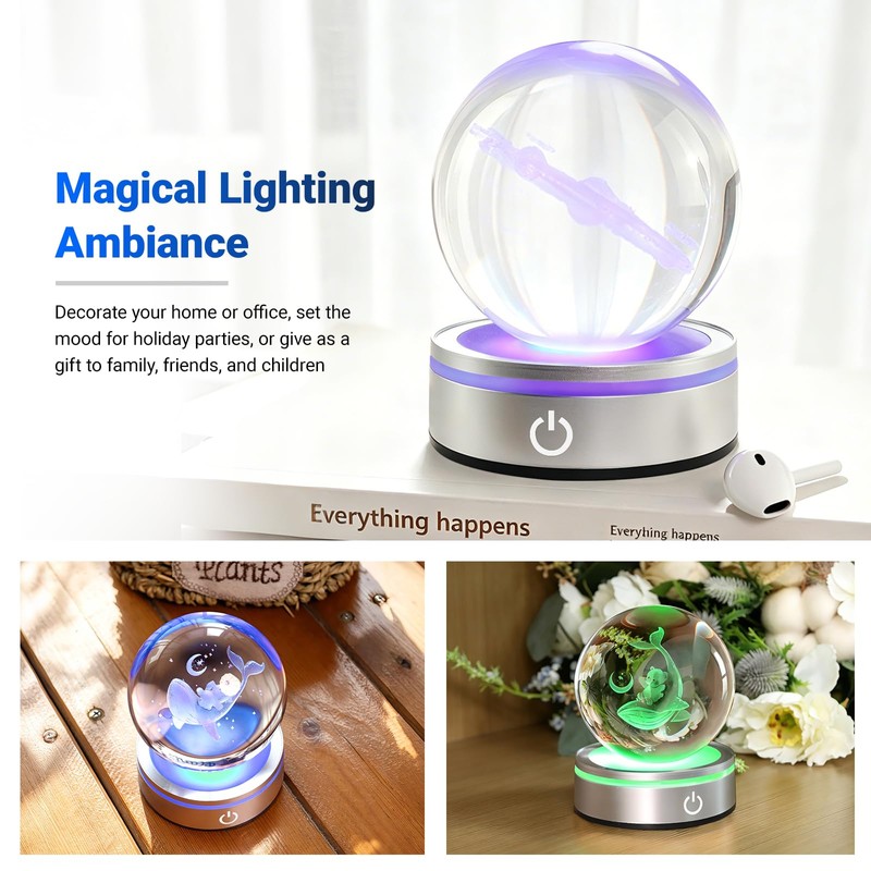 Silver Round LED Light Base Multicolor Display Stand (Two packs)