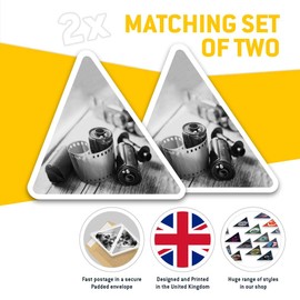 2 x Triangle Stickers 7.5cm - BW - Love Photography Retro Camera Film Fun Decals for Laptops,Tablets,Luggage,Scrap Booking,Fridges #37014