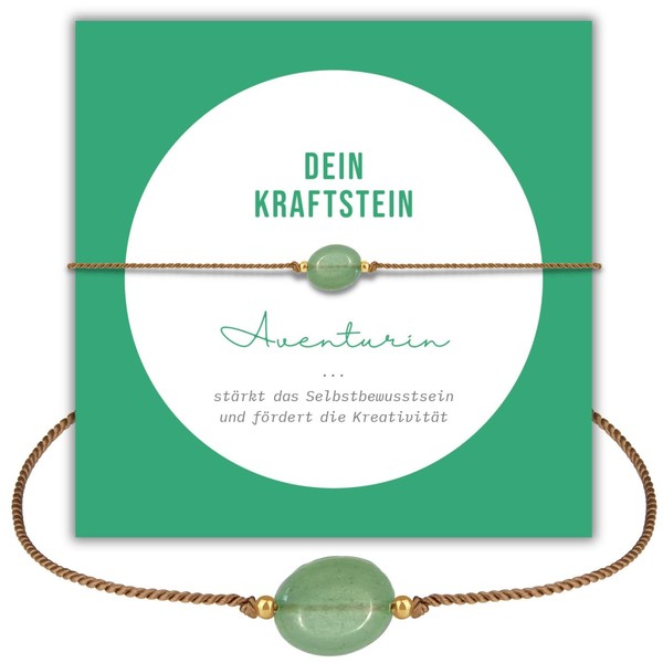 happymaker - Echtes grüner Aventurin Edelstein Armband, Damen Armband mit