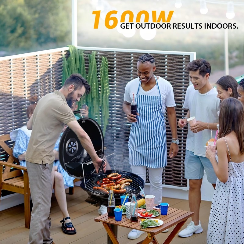 Electric Grill, Techwood Outdoor Electric BBQ Grill, 1600W Portable Removable