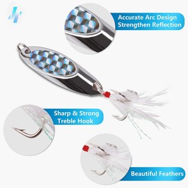 10pcs Fishing Spoon Metal Lure with Sharp Treble Hooks Hard Bait Jig Spinner Trout Bass Salmon Lures 5g,7g,14g,21g,28g (0.25oz(7g) - 10 Pieces)