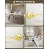 Gobrico--Polished Brass Door Handles Keyless Bedroom Bathroom Door Levers Drop/Wave