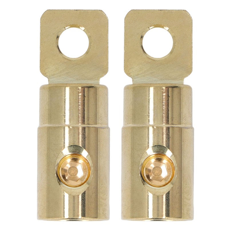 Pair Power Battery O Ring Terminals Brass Gold Plated High