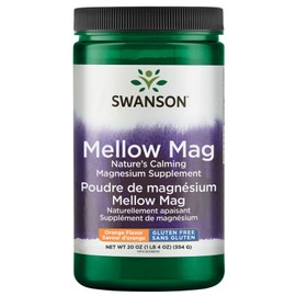 Swanson Mellow Magnesium Drink Bone & Muscle Support Health Supplement Vegan Non-GMO Sugar Free Magnesium Carbonate 330 mg Powder Orange