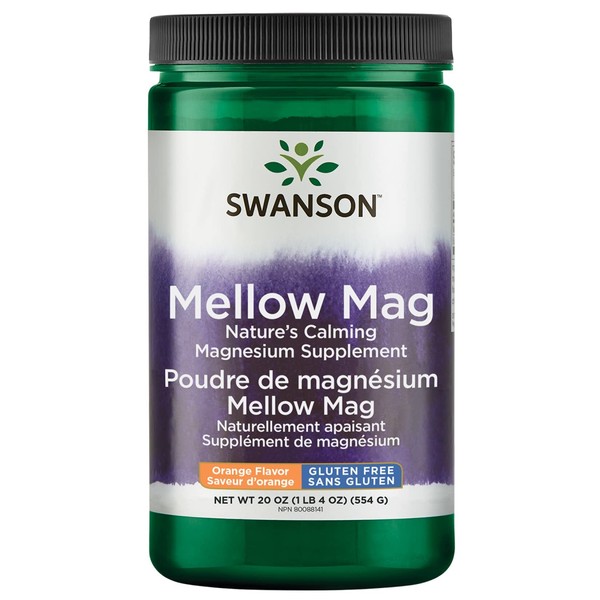 Swanson Mellow Magnesium Drink Bone & Muscle Support Health Supplement Vegan Non-GMO Sugar Free Magnesium Carbonate 330 mg Powder Orange