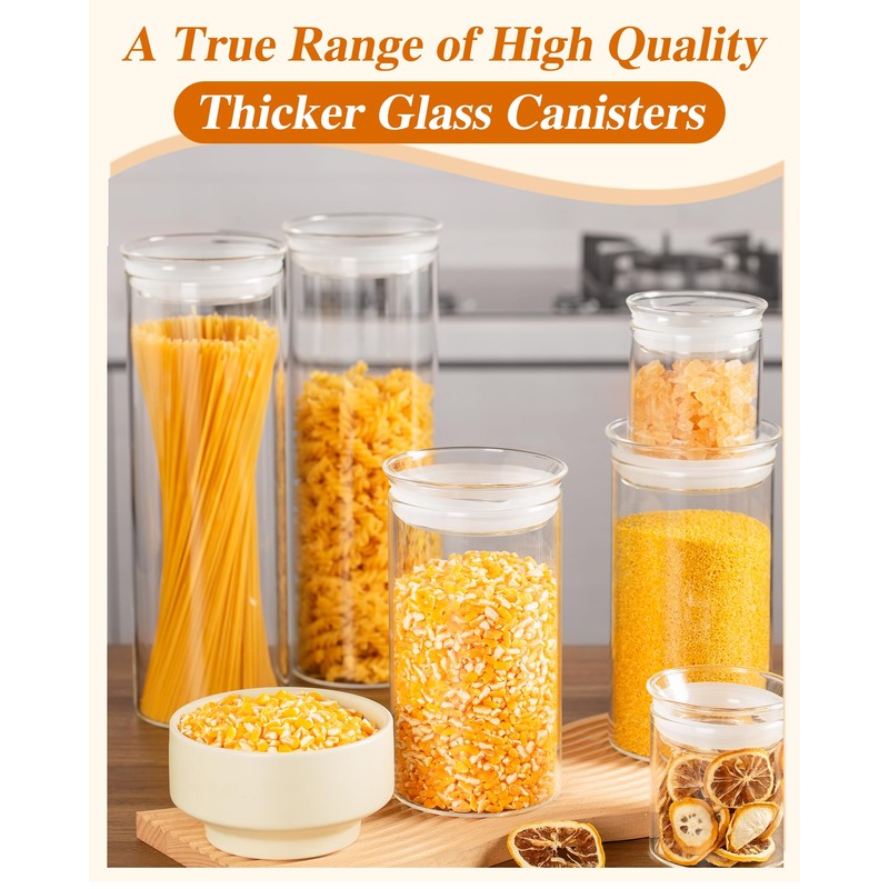 ZENS Glass Food Storage Jars Set of 2, 50oz Clear