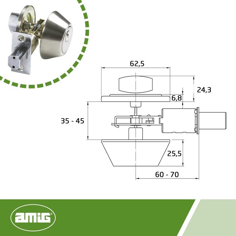 Amig - Rosette Lock with External Key and Internal Locking
