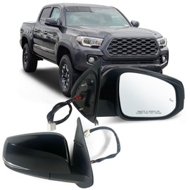 Lqito Right Passenger side Mirror Fits 2016-2022 Toyota Tacoma With Power Glass, Heated, Turn Signal, Blind Spot Detection and Manual Folding Match to Midnight Black Metallic Replace TO1320350 (8Pins)