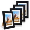 ccdcc 4x6 Picture Frame Set of 4, 4 x 6 Wood Photo Frames with Mat for 3.5x5, Wooden Frame with Real Glass Cover for Wall and Tabletop Display,Black