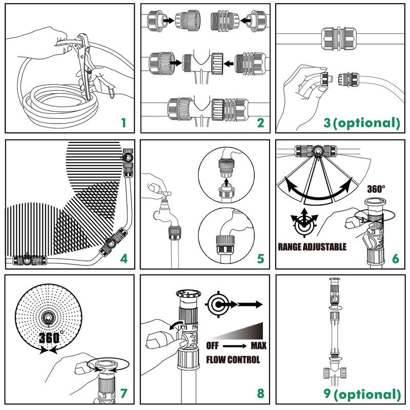 RESTMO Above Ground Sprinkler System,Irrigation Sprinklers for Yard,Green