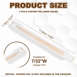PATIKIL Copper Foil Hand Foiler, 3 Pcs Stained Glass Copper Foil Tool Hand Foiler for 7/32" Width Wrapping Tools for Glass DIY Handcraft Making, White
