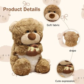 Bocguy 23 cm Teddy Bear Plush, Teddy Bear Baby Stuffed Toy with Honey Glass, Teddy Cuddly Toy Gift for Boys Girls Babies