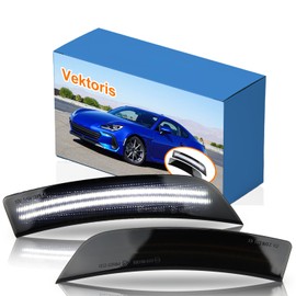 VEKTORIS LED Smoked Lens Front Wheel Side Marker Light Assembly for 2022 2023 Toyota GR86 Subaru BRZ -(L+R)White Side Marker Lamp Kit, Plug & Play, OE Number# 84411CC010 (Smoked Lens White LED Light)