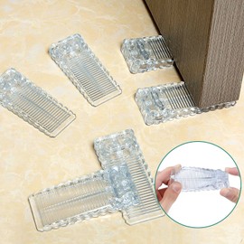 SUPRROW Transparent Non-Slip Rubber Door Stopper, Height Adjustable, Window Stopper Wedge for All Hard Floors, Suitable Door Buffer Floor, Wall Buffer Transparent