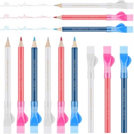 12 Pieces Sewing Fabric Pencils Water Soluble Pencil Tailor Mark Pencil Dressmaker's Fabric Chalk Pencil with Brush Cap for Tailor or Home Marker and Tracing Tools