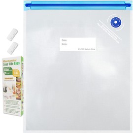Sous Vide Bags 15pack Large Size 10.2x13.4in/ 26x34cm Food Vacuum Storage Bags, Reusable Vacuum Zipper for Sous Vide Cooking, 4 Sealing Clips for Food Storage and Sous Vide Cooking.