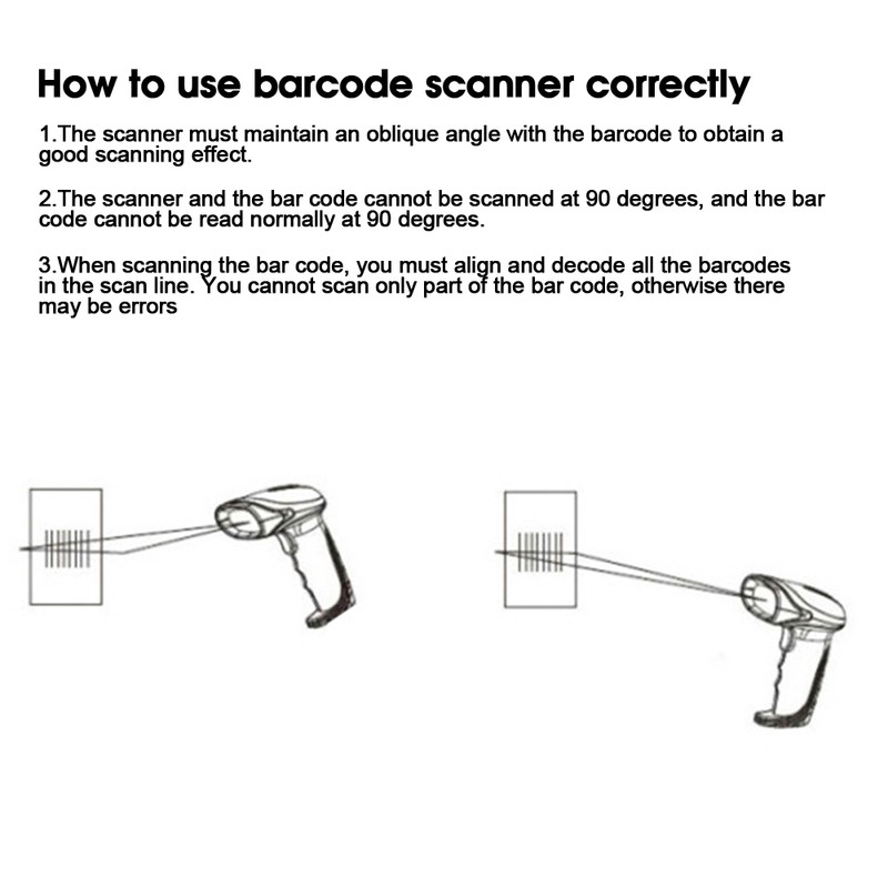 Barcode Scanner 1D Dimensional Wired Laser Automatic Scanning Label Reader