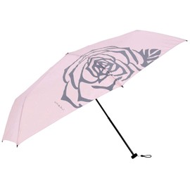mabu SMV-41002 Women's Folding Umbrella, UV Protection, For Both Sunny and Rainy Weather, 6 Ribs, Compact, Fiberglass Ribs, 21.7 inches (55 cm), Windproof, Floral Pattern, Rose