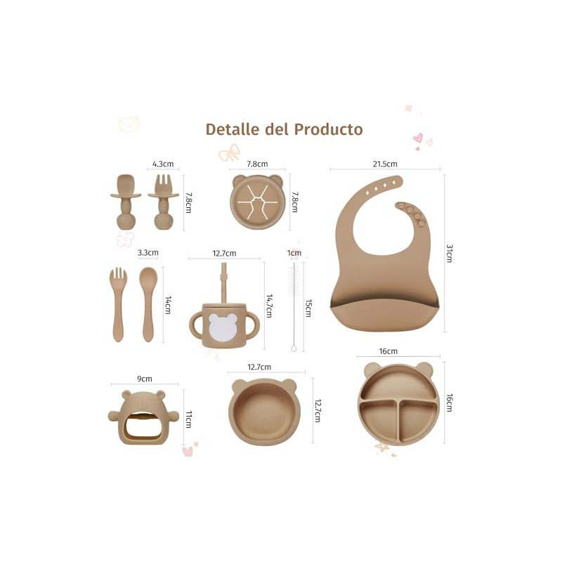 PERRYHOME 12pzs Platos para Bebés Silicon, Set de Vajillas Silicona