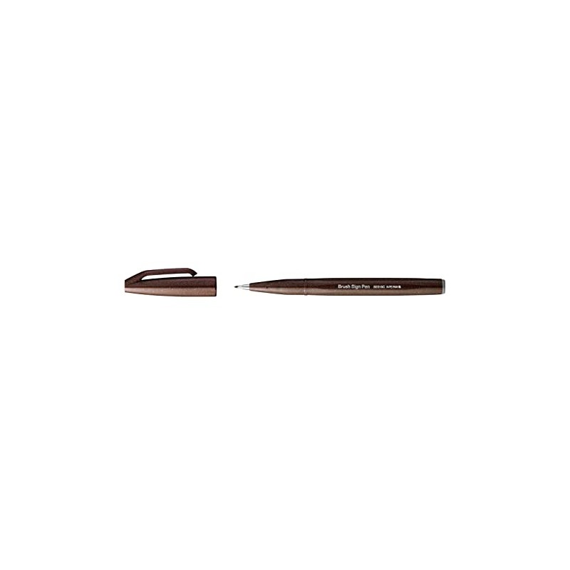 Pentel SES15C-E3X Brush Sign Pen Dark Brown Fibre Tip Brush