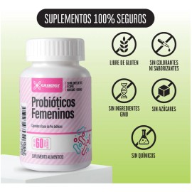 Probióticos Femeninos + Non Gmo | Vegano | 60 Cápsulas Sin Sabor