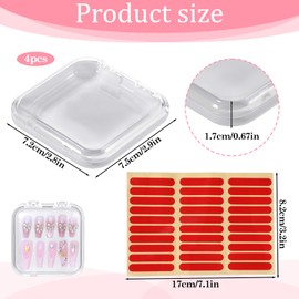 QfwdfcTrenz 4PCS Press on Nail Storage Box Container with 30PCS Adhesive Double Sided Tape for Fake Nail Storage Case Artificial False Nails Box Organizer for Business Art Salon