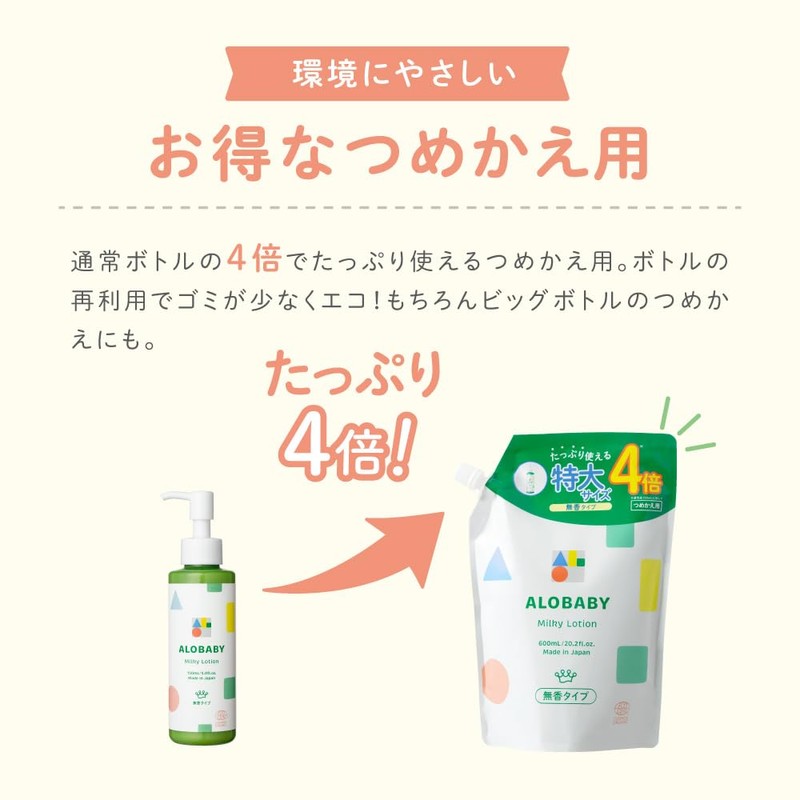 Arobaby Milk Lotion, Refill, Single Item, Unscented, 100% Natural Derived,