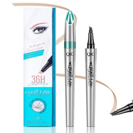 3D Waterproof Eyebrow Pencil with 4 Fork Tips, Microblading Eyebrow Pencil, Eyebrow Pencil, Hair Drawing, 4 Point Eyebrow Pencil, Long-Lasting Natural Eyebrow Makeup (Khaki)