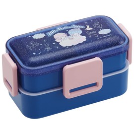Skater PFLW4AG Little Twin Stars Night Sky and Nemlin Lunch Box, 20.3 fl oz (600 ml), Fluffy, Dome-Shaped Lid, 2-Tier, For Women, Made in Japan