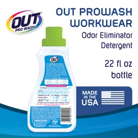 OUT ProWash Workwear Stain Remover Laundry Detergent and Odor Eliminator, Great for Work Clothes, Uniforms, Active Wear, and More, Made in the USA, 22 Ounce Bottle