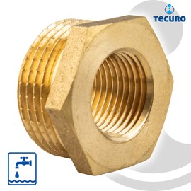 tecuro Reducer Male Thread G 1 1/4 x Internal Thread Rp 1 Inch, MS Blank CW617N