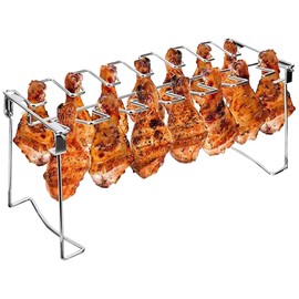 Triceratops Chicken Leg and Wing Rack, 14 Slots BBQ Chicken Drumsticks Holder Stainless Steel Roaster Stand for Smoker Grill, Oven, Charcoal Grill