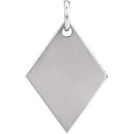 925 Sterling Silver Polished Diamond shaped Pendant Necklace - Pendant for Women