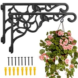 Plant Hanging Bracket Set of 2, 13 Inch Aluminum Heavy Duty Plant Hanger, Rust-resistant Decorative Wall Plant Bracket Hook for Outdoor Indoor Hanging Planter Flower Lantern Bird Feeder Wind Chimes