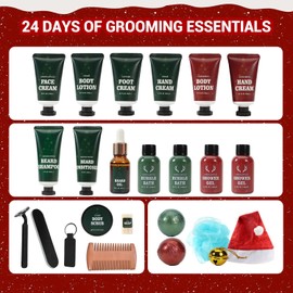 Advent Calendar 2025 Men, Rinse&Robust 24PCS Men’s Beard Care Set Bath and Body Gift Set Christmas Gift for Him Selfcare & Bath Essentials Gift for Men, Boyfriend Husband Stocking Stuffers