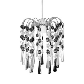 HOMION Chandelier Style Ceiling Light Shade Droplet Pendant Acrylic Crystal Bead Luxury Light Shade Compact Caravan Ceiling Pendant Teardrop Lamp Shade for Living Room Kitchen (Black Ely)