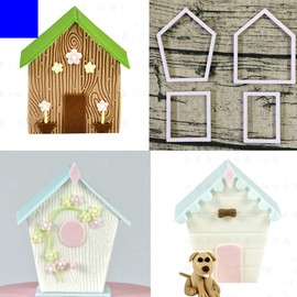 Gingerbread House Cookie Cutter Set, 3D Plastic Mini Christmas House Cookie Cutter Kit, Christmas House Biscuit Cookie Mold DIY Baking Tools