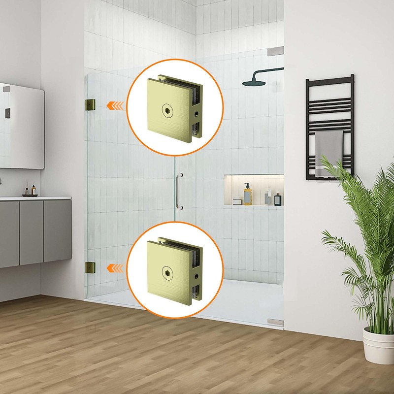 Bathlink Brushed Gold Glass Clamp for Bathroom, 2PCS Shower Glass