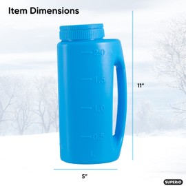 Superio Ice Melt Salt Spreader Handheld Shaker for Lawn Seed, Salt, Ice Melt, Calcium, Deicer Shaker 2 Liter, Adjustable Hole Size, Handy for Fertilizer Lawn Seed Salt to Deice (Blue 2-Pack)