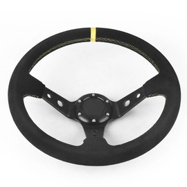 14 Inch 350mm Car Steering Wheel Suede Leather Drift Racing Game Steering Wheel Universal