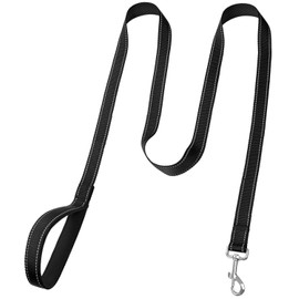 FunTags 6FT Reflective Dog Leash with Soft Padded Handle for Training,Walking Lead for Large & Medium Dog,1 Inch Wide,Black