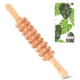 Cellulite Massager for Massage Wood, Massage Roller Anti Cellulite, Massage Roller with Handle for Maderotherapy, Wooden Massager, Wood Therapy, Cellulite Roller Thermikoa