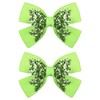 3in Glitter Apple- Green Pigtail Hair Bows Alligator Clips Hair