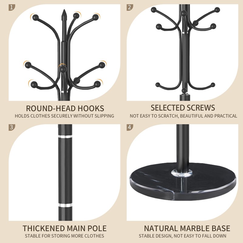 LOZABEE Metal Coat Rack Stand, Modern Freestanding Coat Rack with