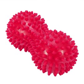 Agatige Double Peanut Massage Lacrosse Ball, Spiky Therapy Ball for Leg Back Shoulder Muscle Release Relief Deep Tissue Massage Yoga Ball(Rose Red)