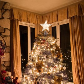 BESPORTBLE Christmas Tree Topper Star, Christmas Led Lightup Tree Topper Light Up Tree Star Hollow Christmas Star for Xmas Tree New Year Holiday Decoration